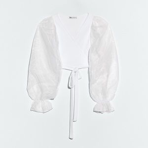NWT Zara Contrasting Organza Top Size Medium